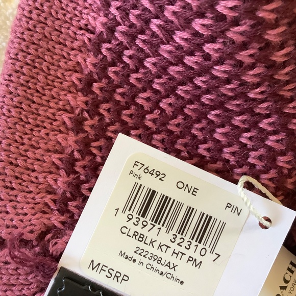 Coach Wool Blend Knit Hat Beanie Dark Pink OZ main image 7
